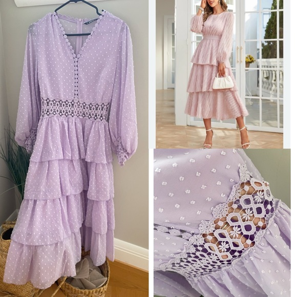 Shein lace detailed Layered ruffle dress size M - Picture 1 of 8